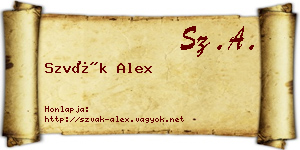 Szvák Alex névjegykártya
